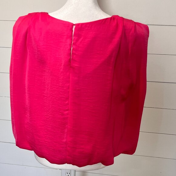 Hot Pink DO+BE Sleeveless Blouse w/ Pleated Shoulder Size L - Picture 4 of 7